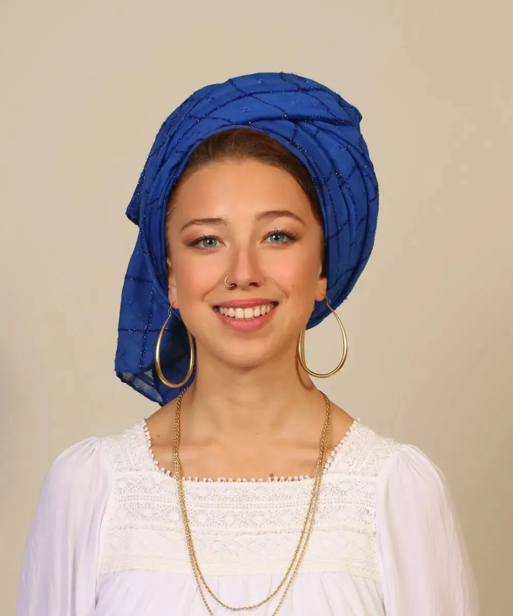 Glittering Square-Patterned Scarf