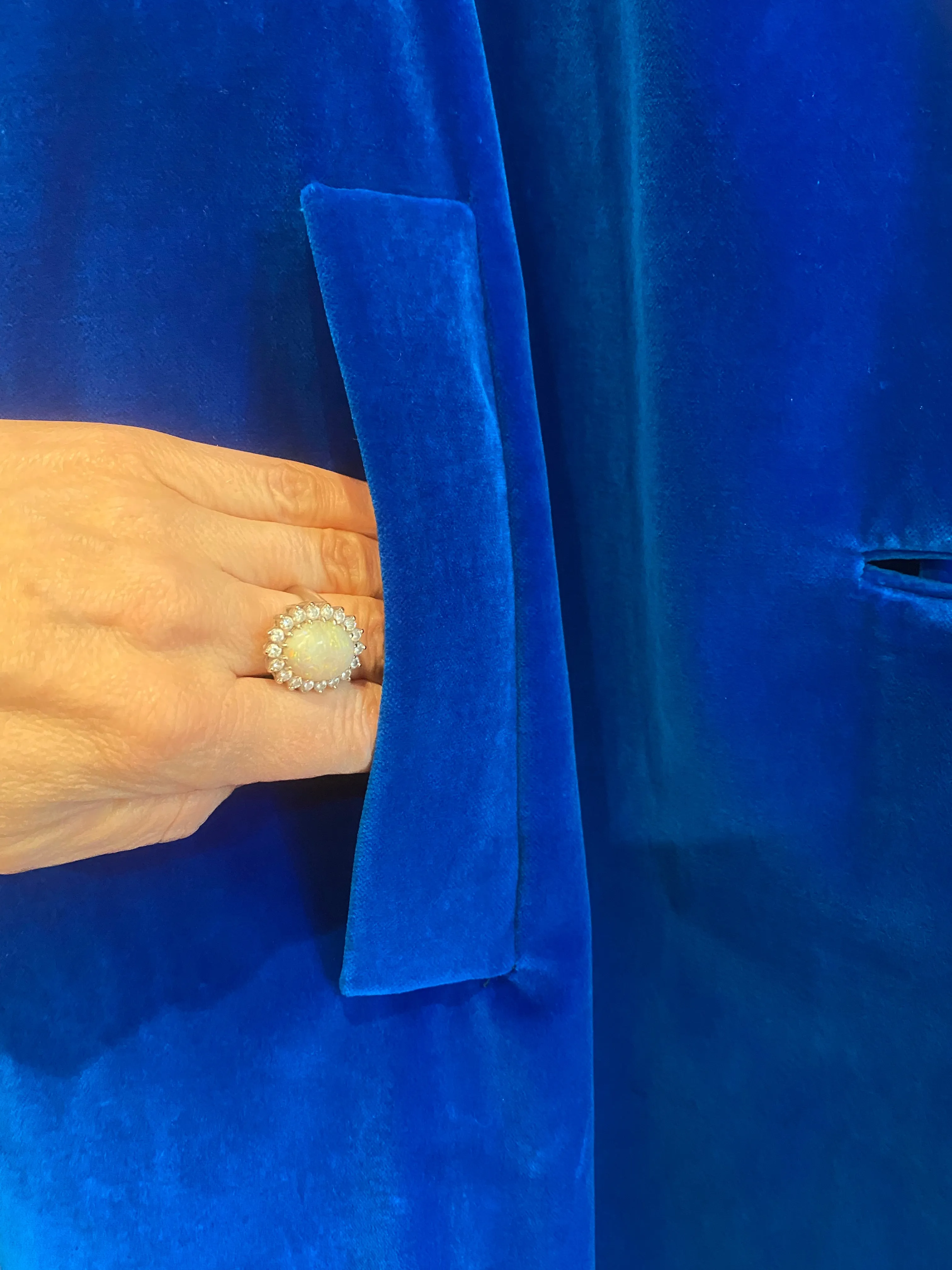 Gorgeous 1960's Blue Velvet Evening Swing Coat / ML