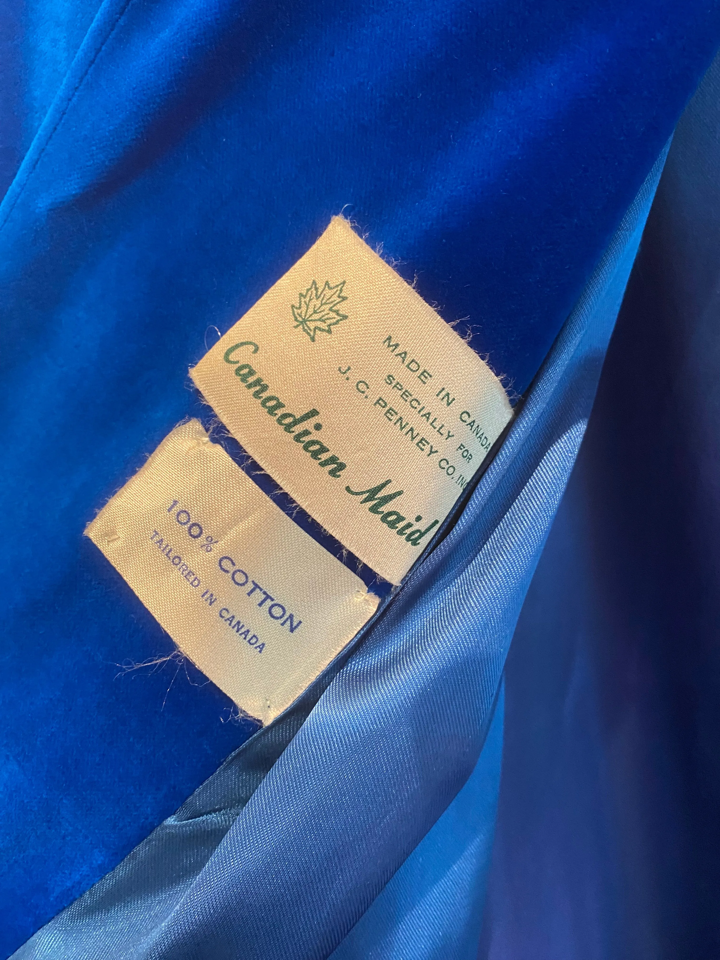 Gorgeous 1960's Blue Velvet Evening Swing Coat / ML