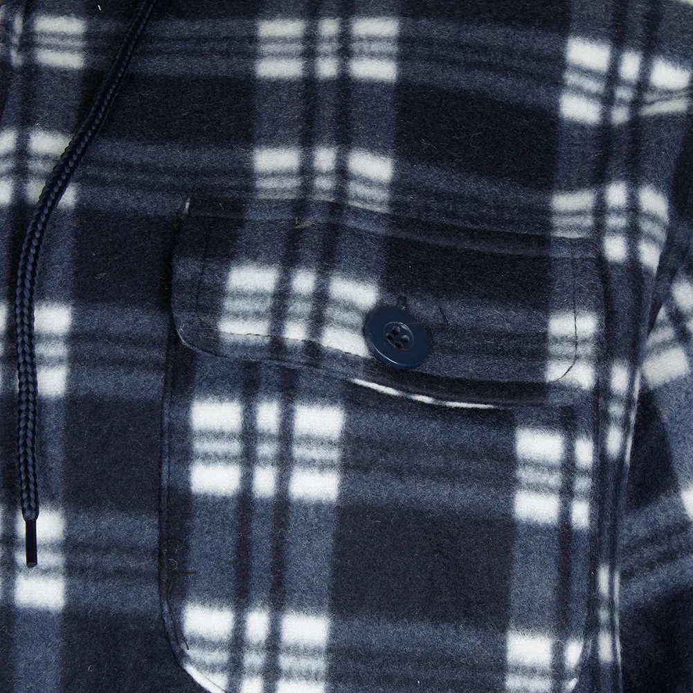 HanTon Men's 2 Pocket Sherpa Heavyweight Hooded Fleece Flannel Plaid Jacket