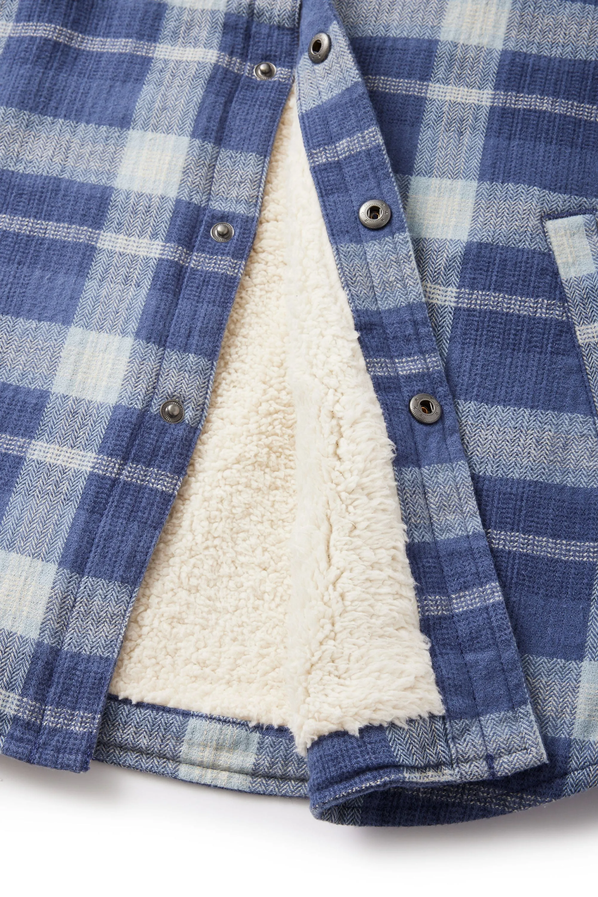 Harold Sherpa Lined Shacket - Washed Blue