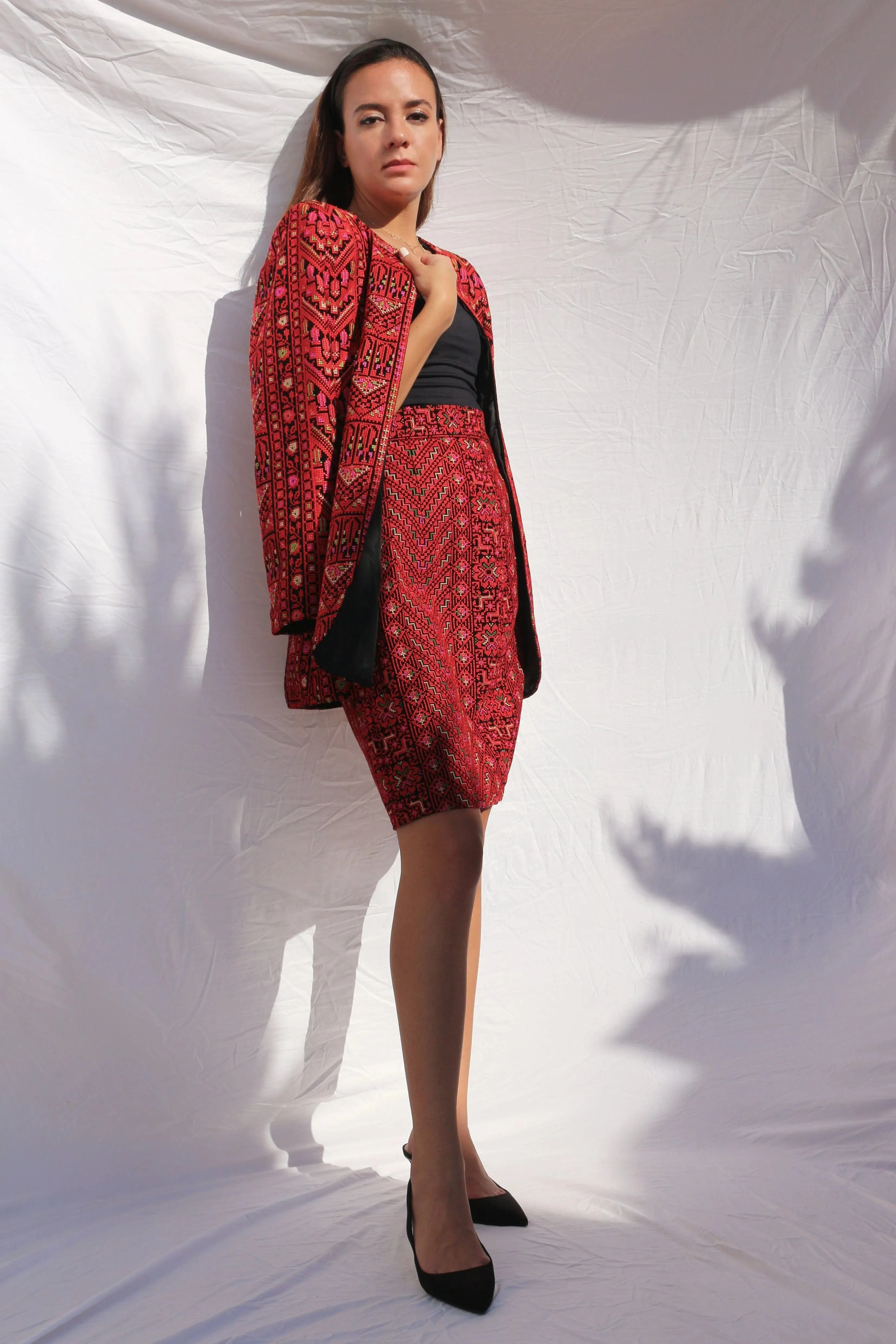 Heavy-embroidered Skirt Suit