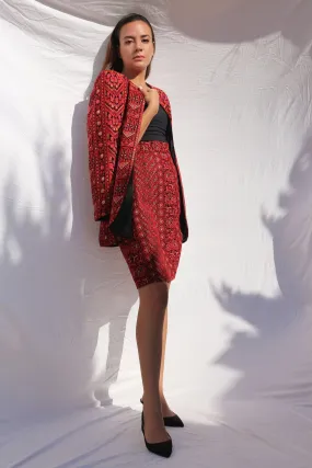 Heavy-embroidered Skirt Suit
