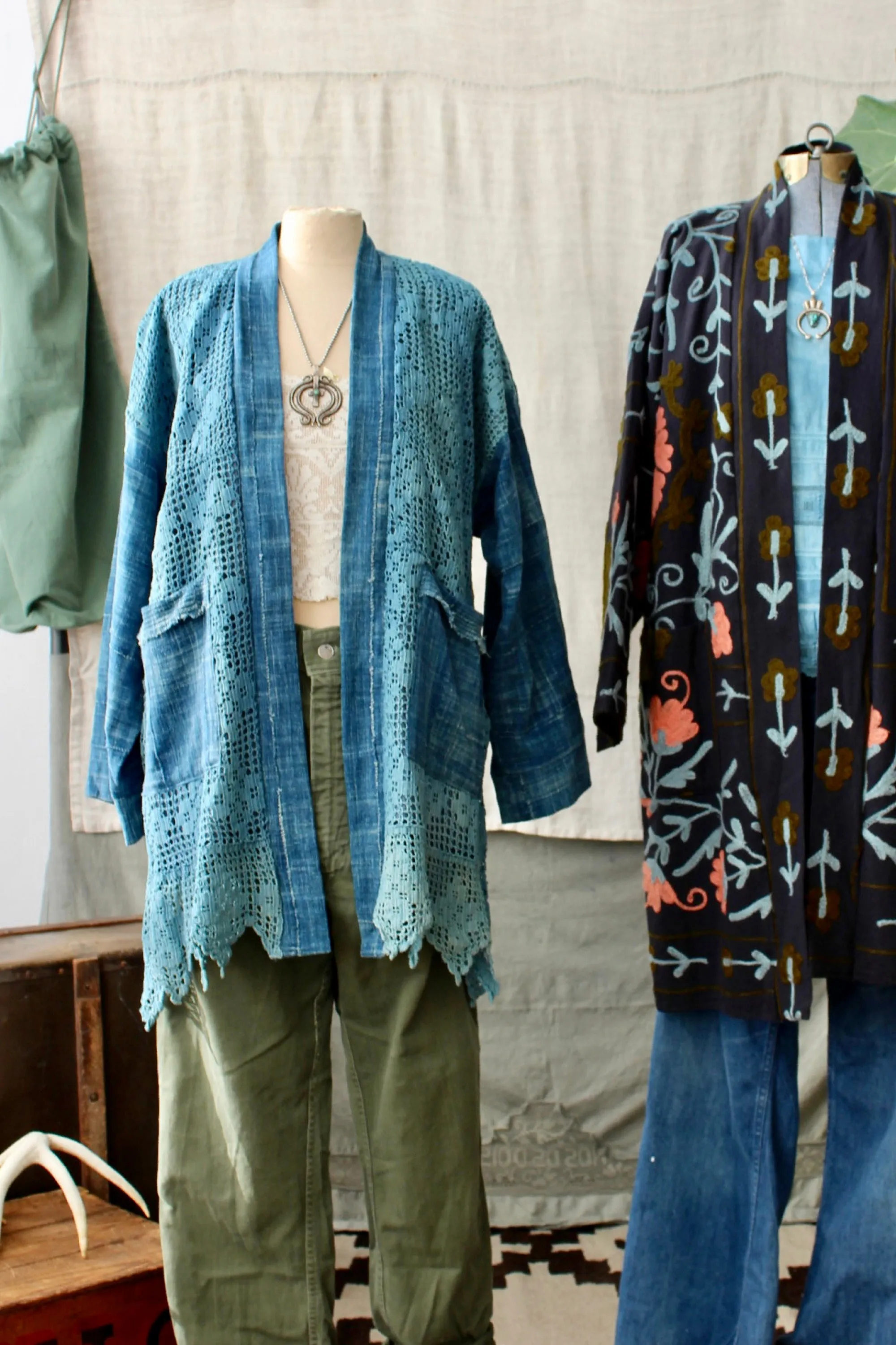 HF168 The Highlands Foundry Indigo Crochet Jacket