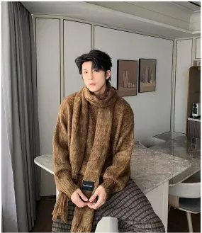 Hua Chic Fuzzy With Scarf Sweater