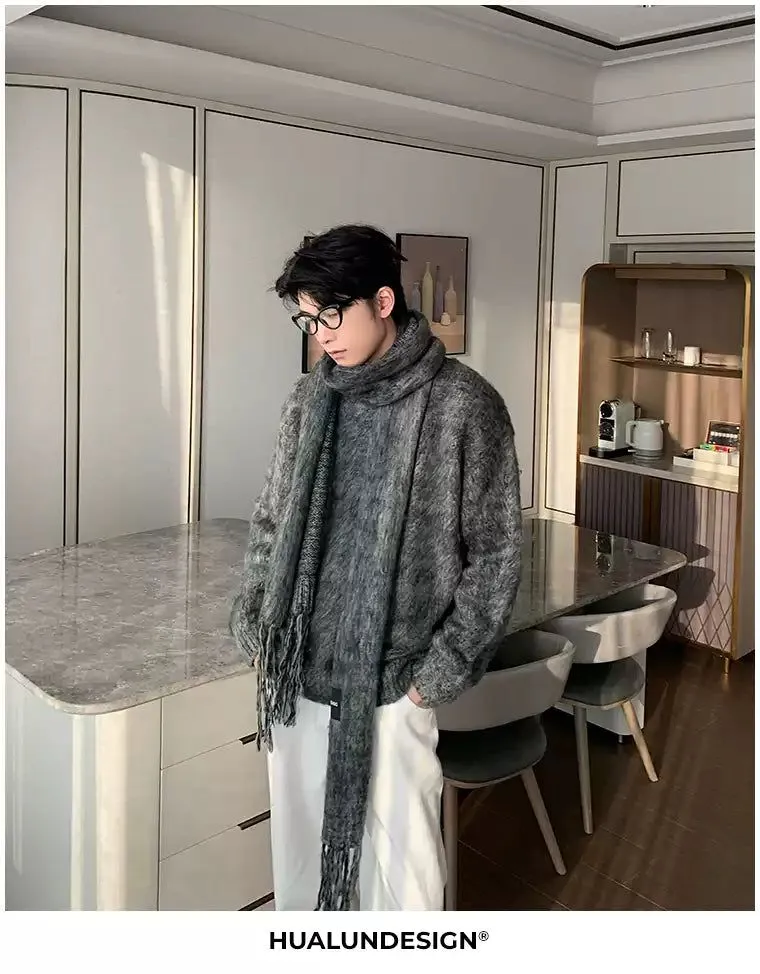 Hua Chic Fuzzy With Scarf Sweater