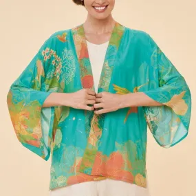 Hummingbird Aqua Design Kimono Jacket