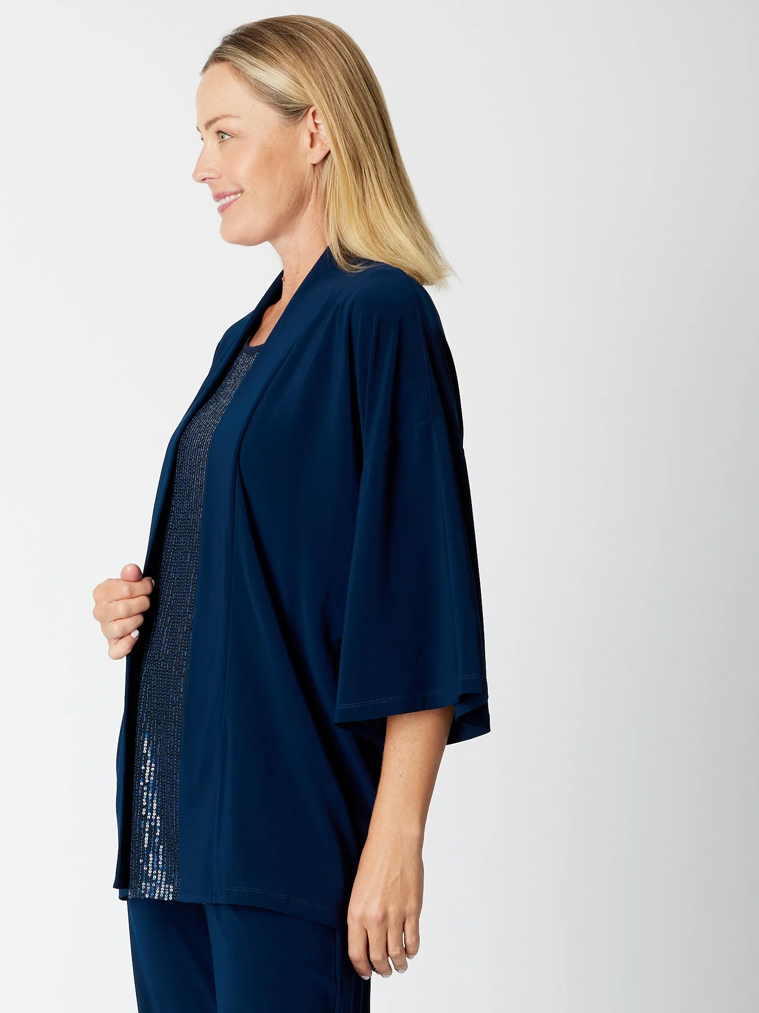 Kimono Jersey Jacket -  Navy -30565