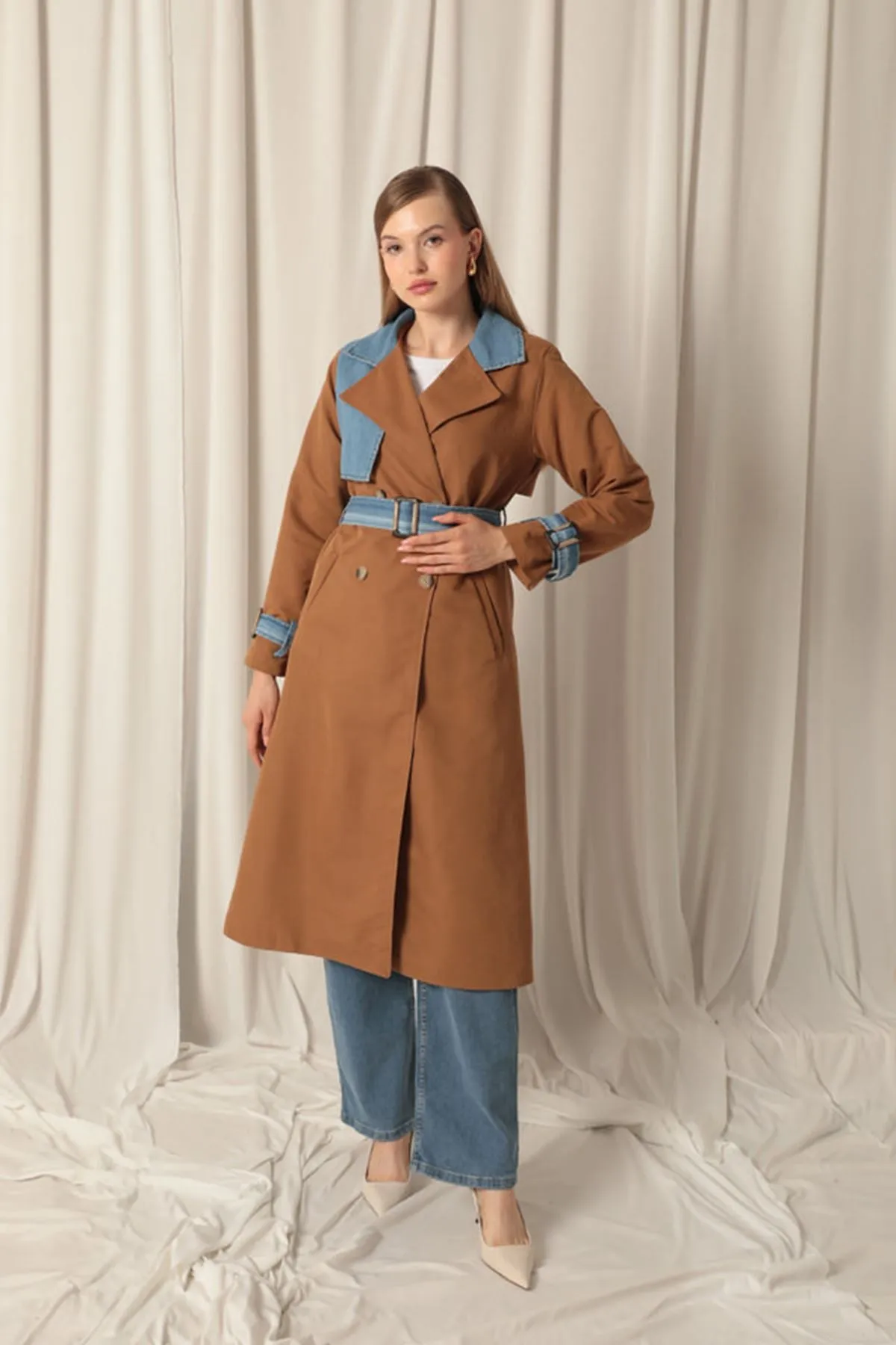 KKT Torino Fabric Women's Tan Trench Coat - Bragança