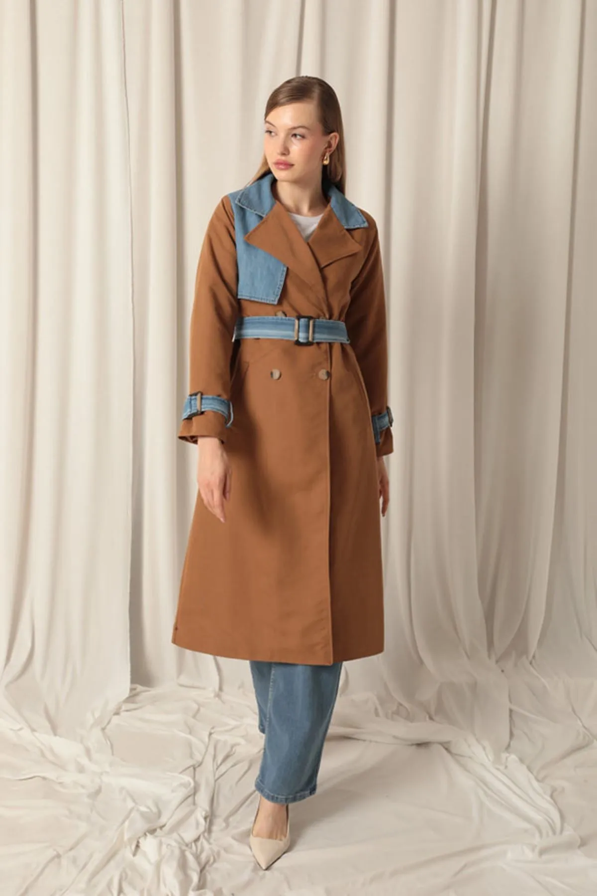 KKT Torino Fabric Women's Tan Trench Coat - Bragança