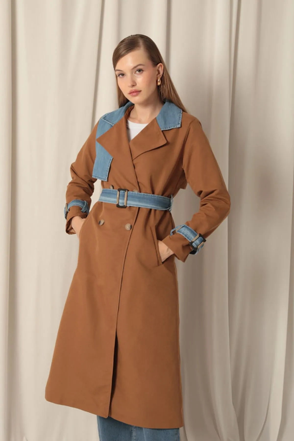 KKT Torino Fabric Women's Tan Trench Coat - Bragança