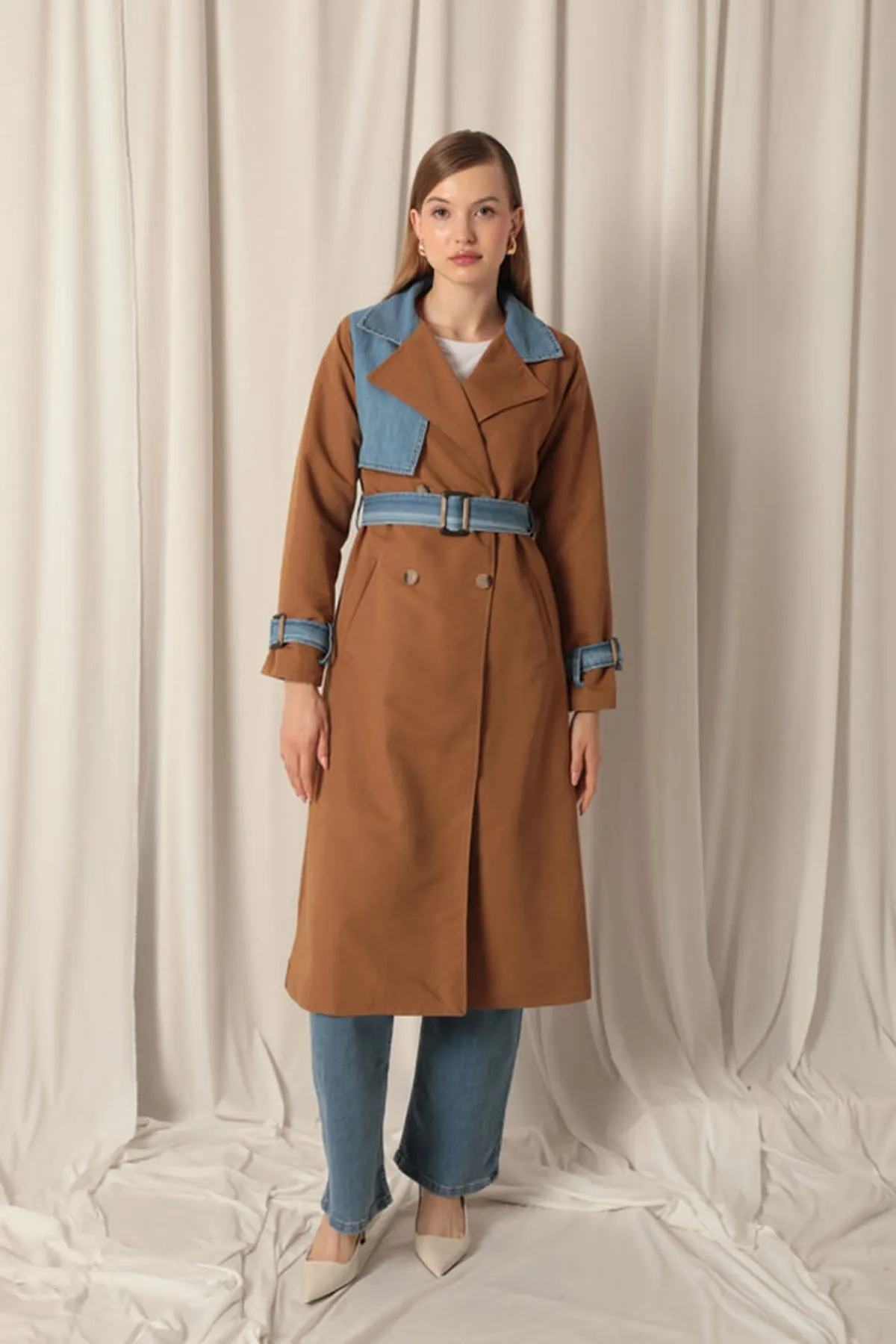 KKT Torino Fabric Women's Tan Trench Coat - Bragança