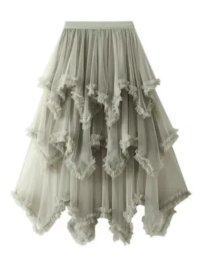 Layered Mesh High Waist Skirt
