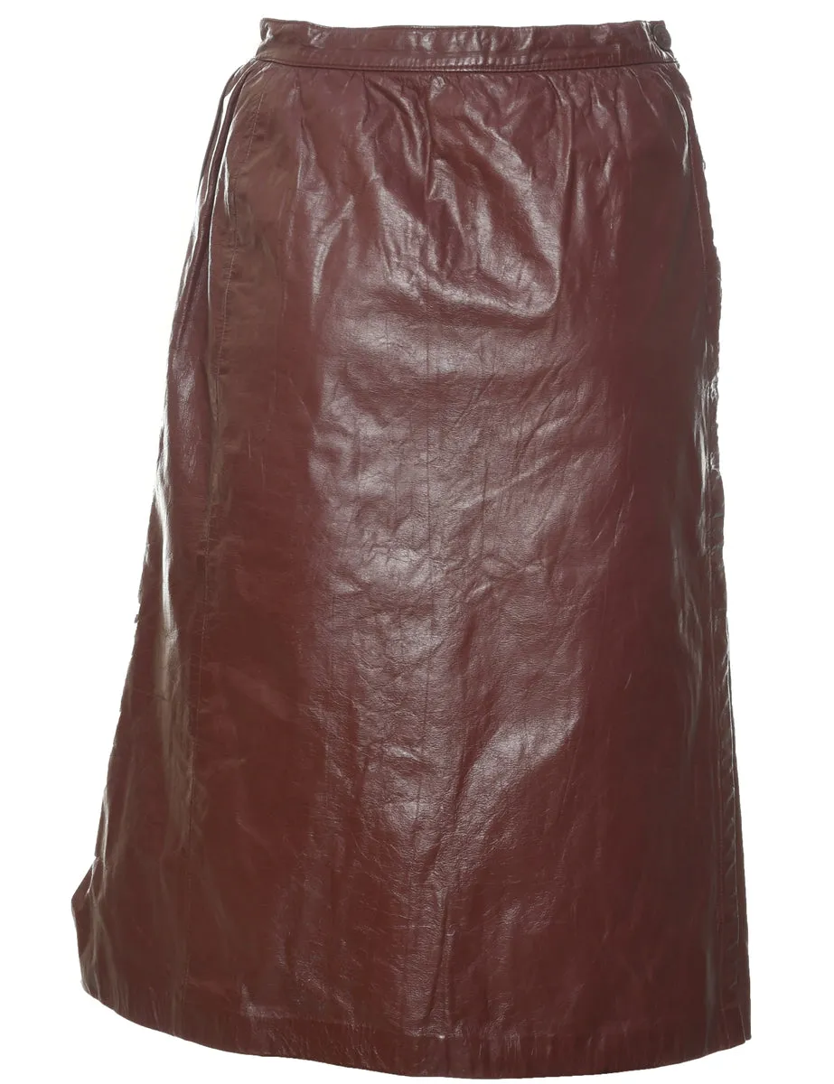 Leather A-Line Pencil Skirt - M