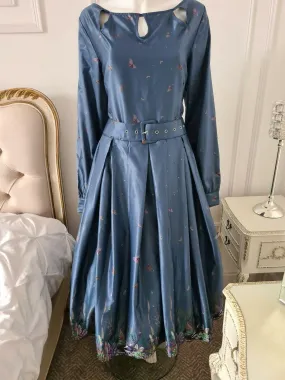 Lindy Bop Tea Dress Woodland Magpie Boho Pleated Landgirl Style