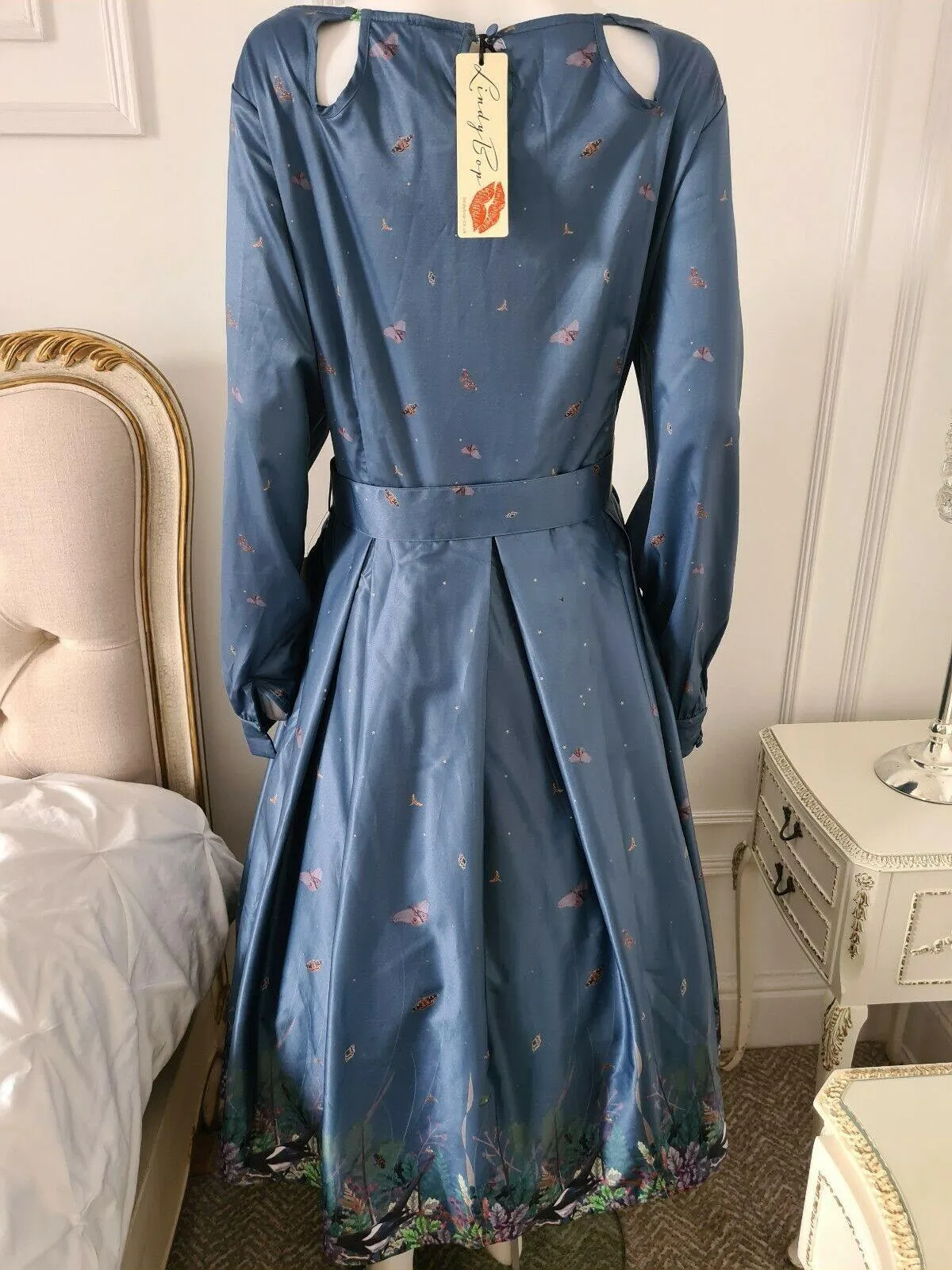 Lindy Bop Tea Dress Woodland Magpie Boho Pleated Landgirl Style