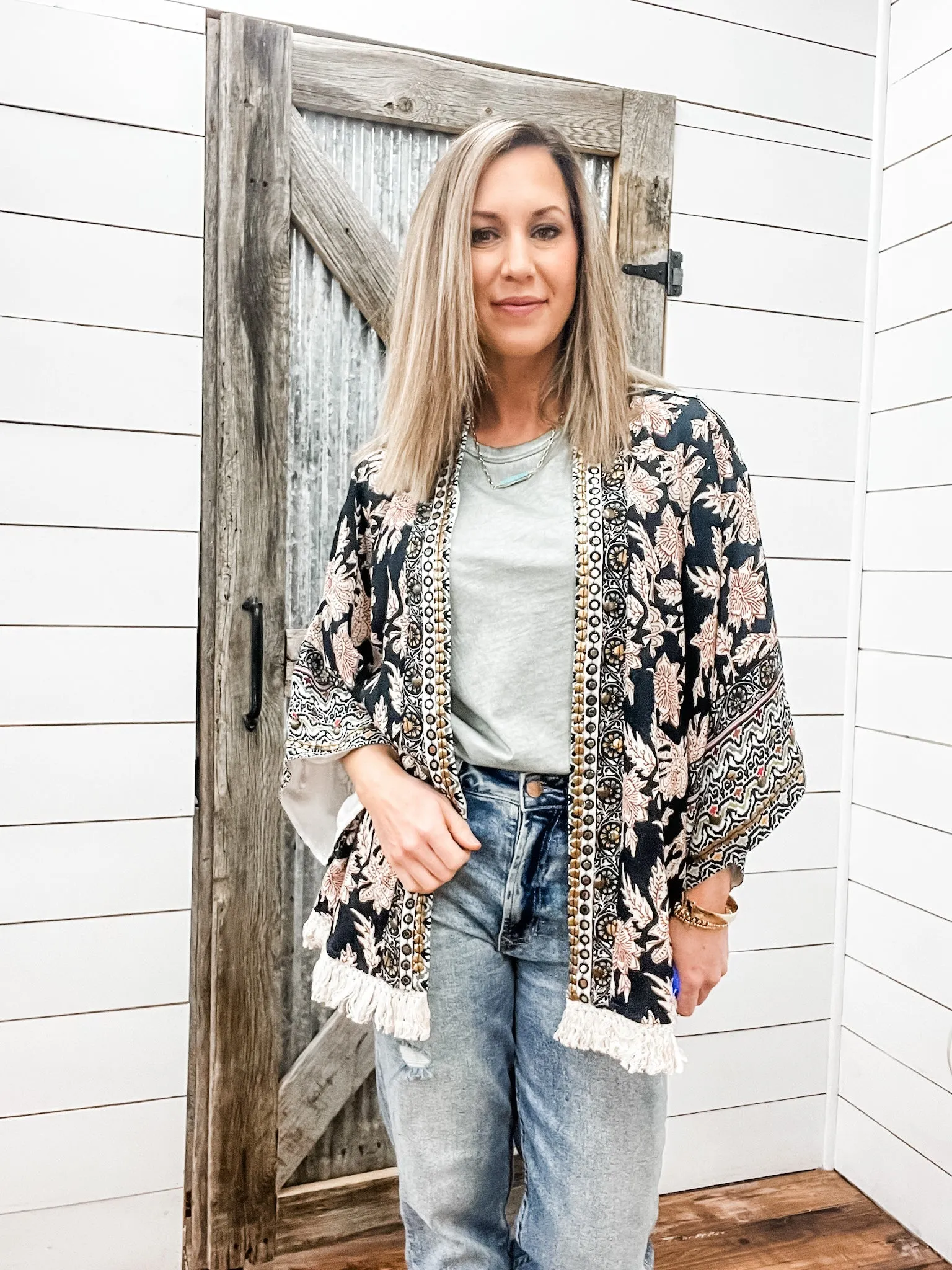 Lined Embellished Kimono