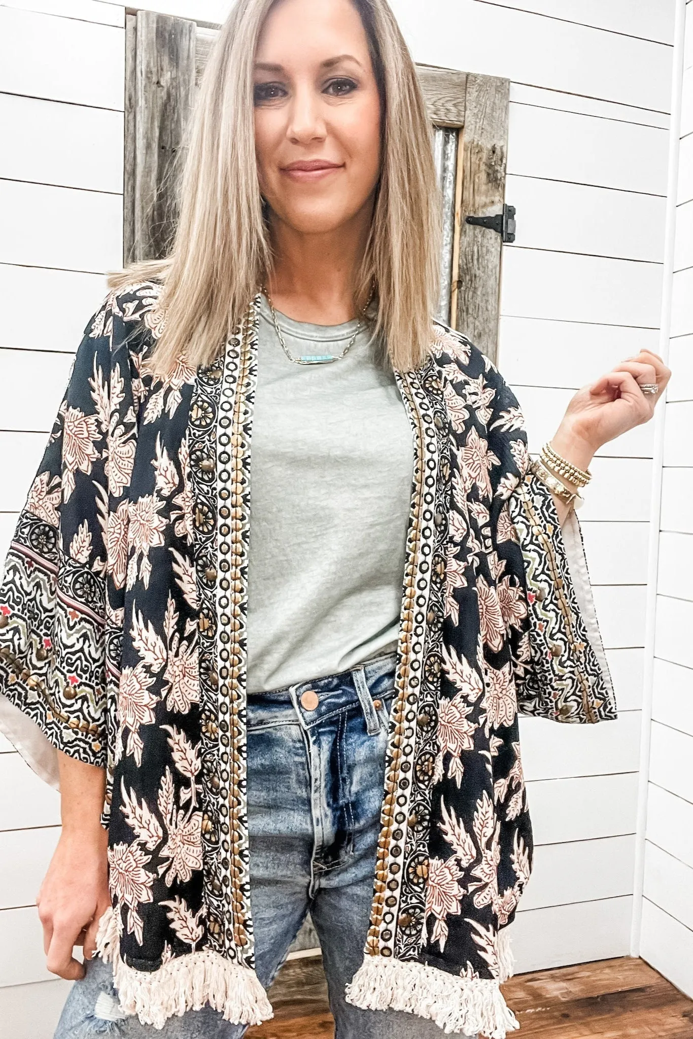 Lined Embellished Kimono