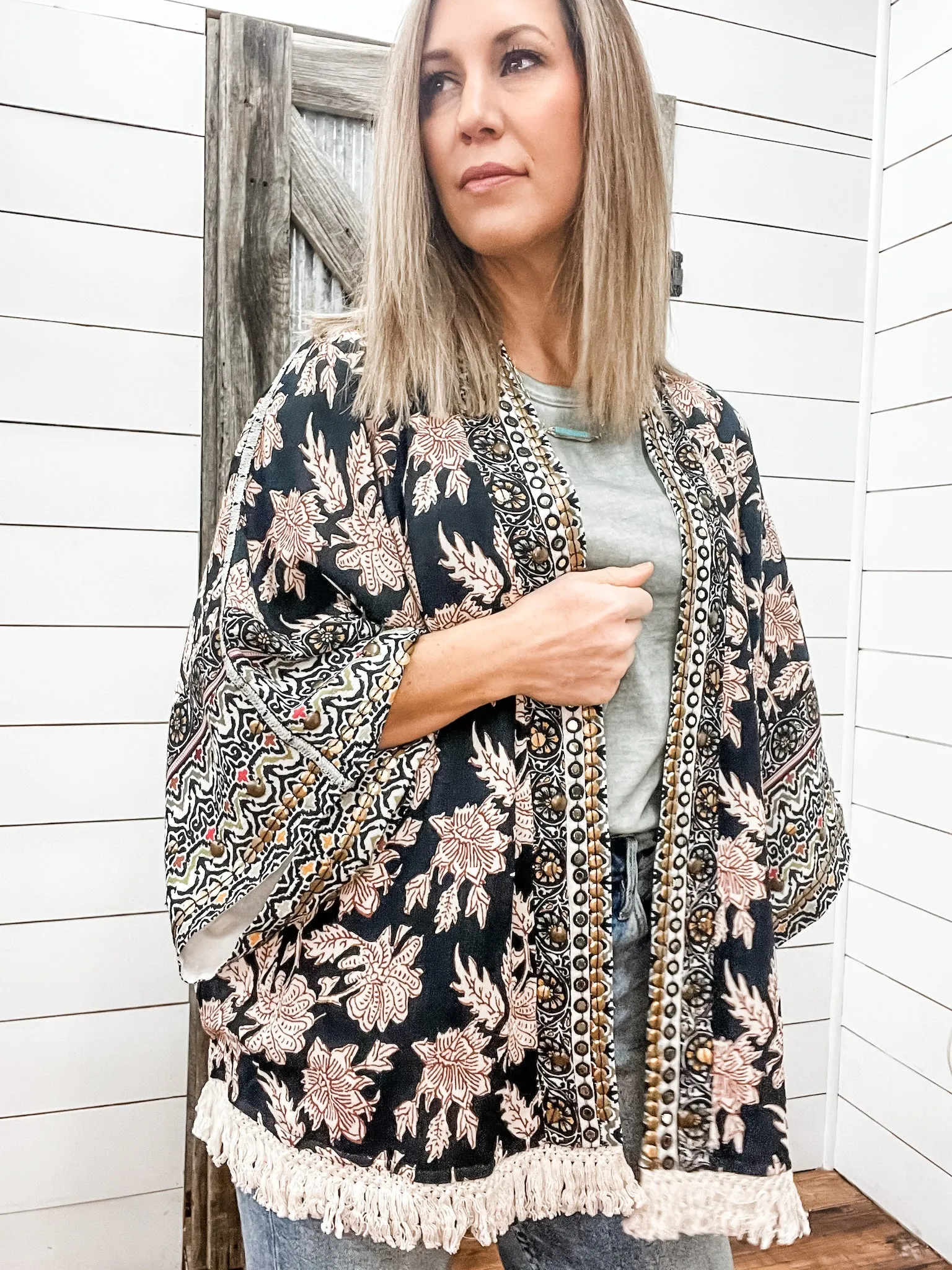 Lined Embellished Kimono