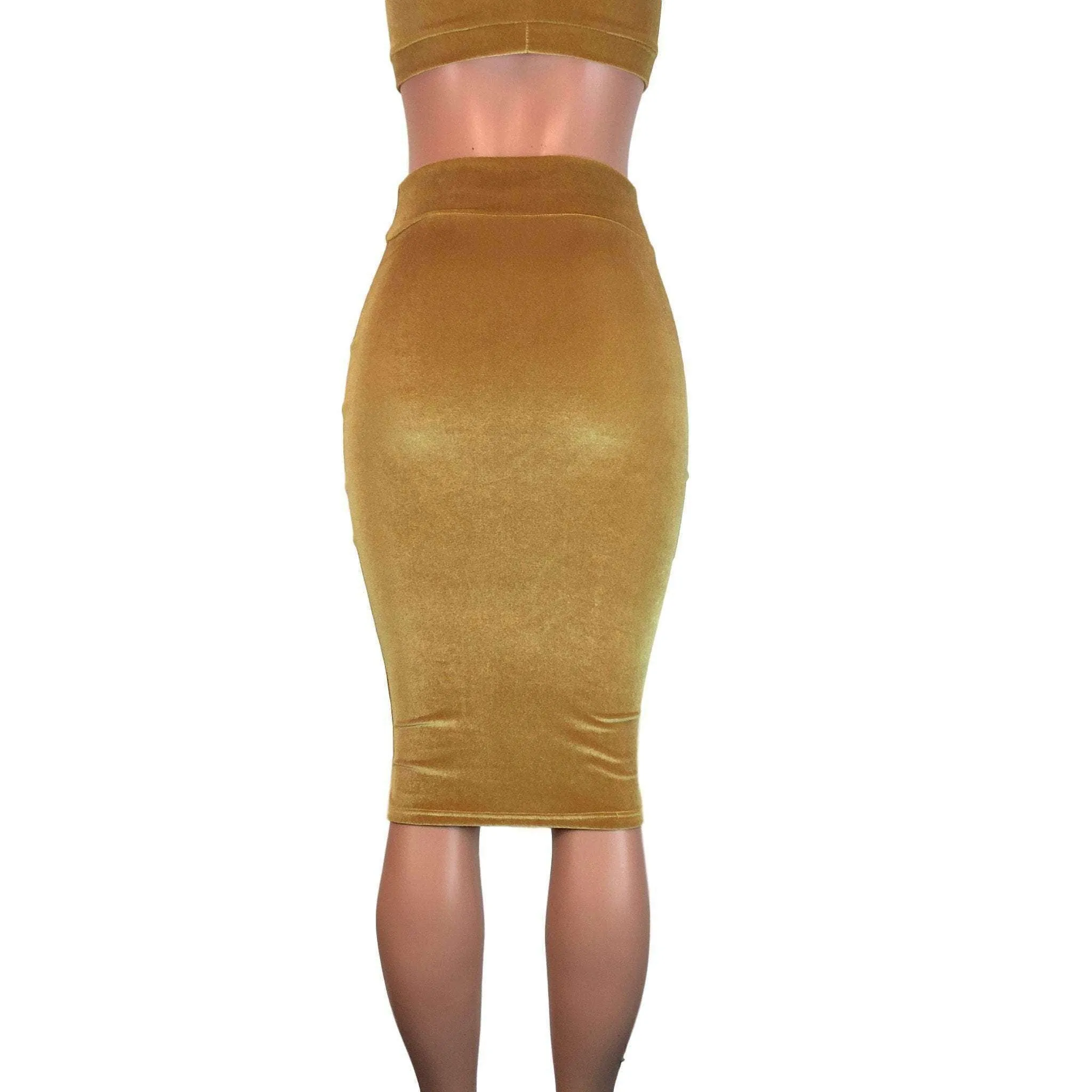 Long Pencil Skirt - Gold Velvet