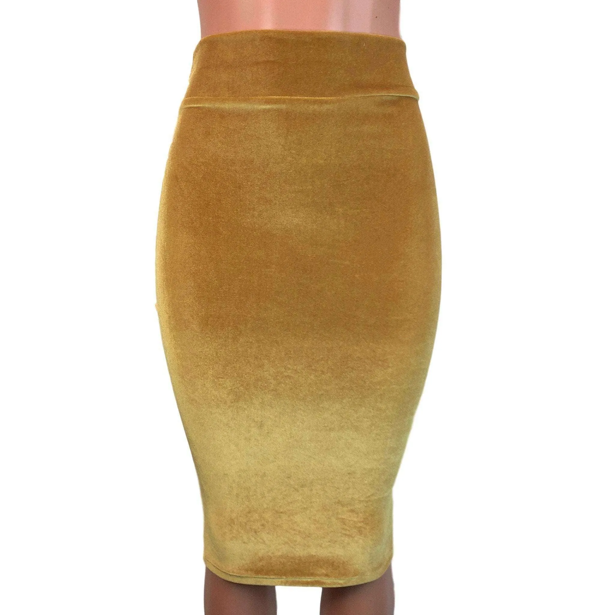Long Pencil Skirt - Gold Velvet