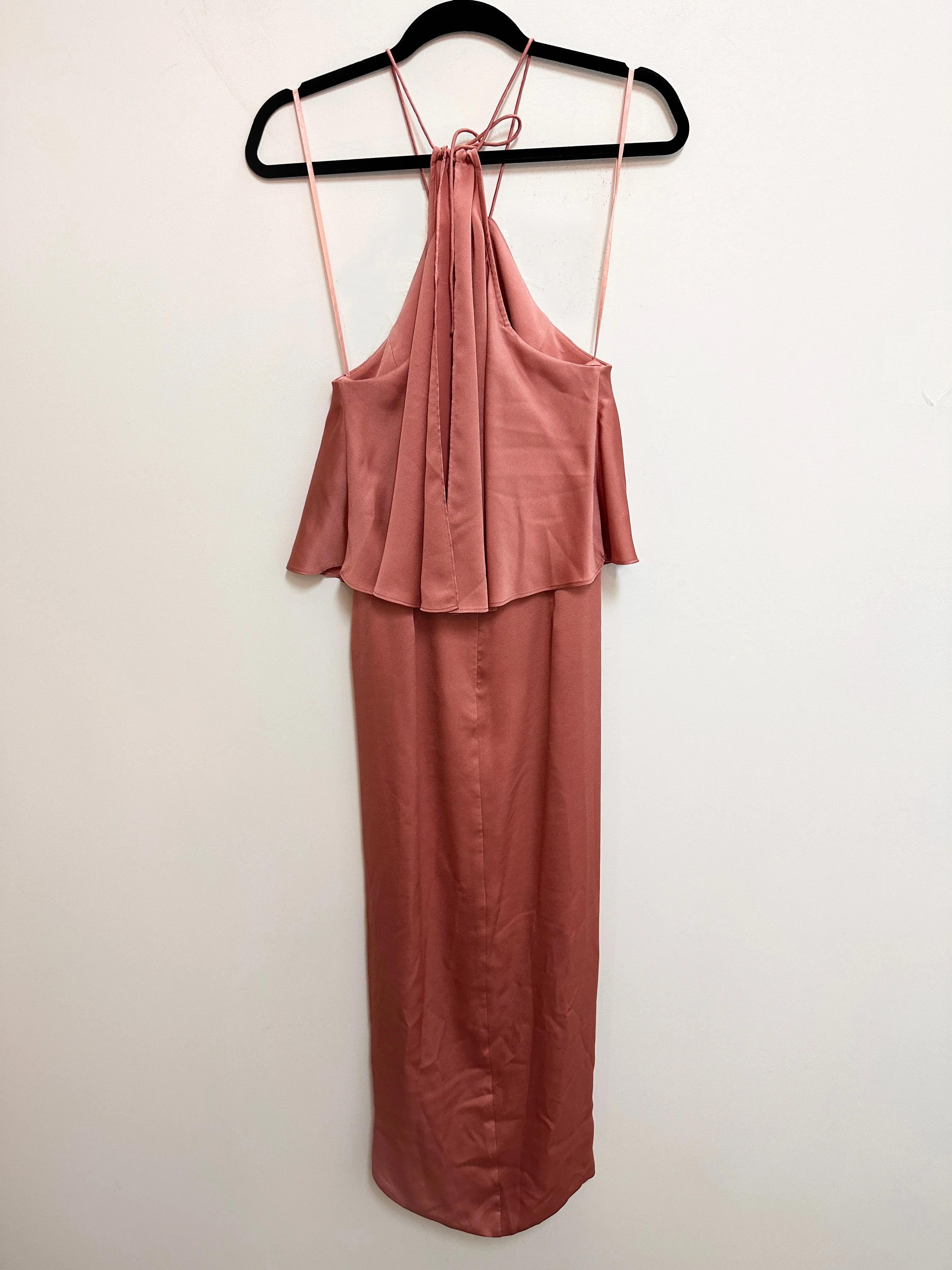 Luxe Halter Frill Dress in Rose