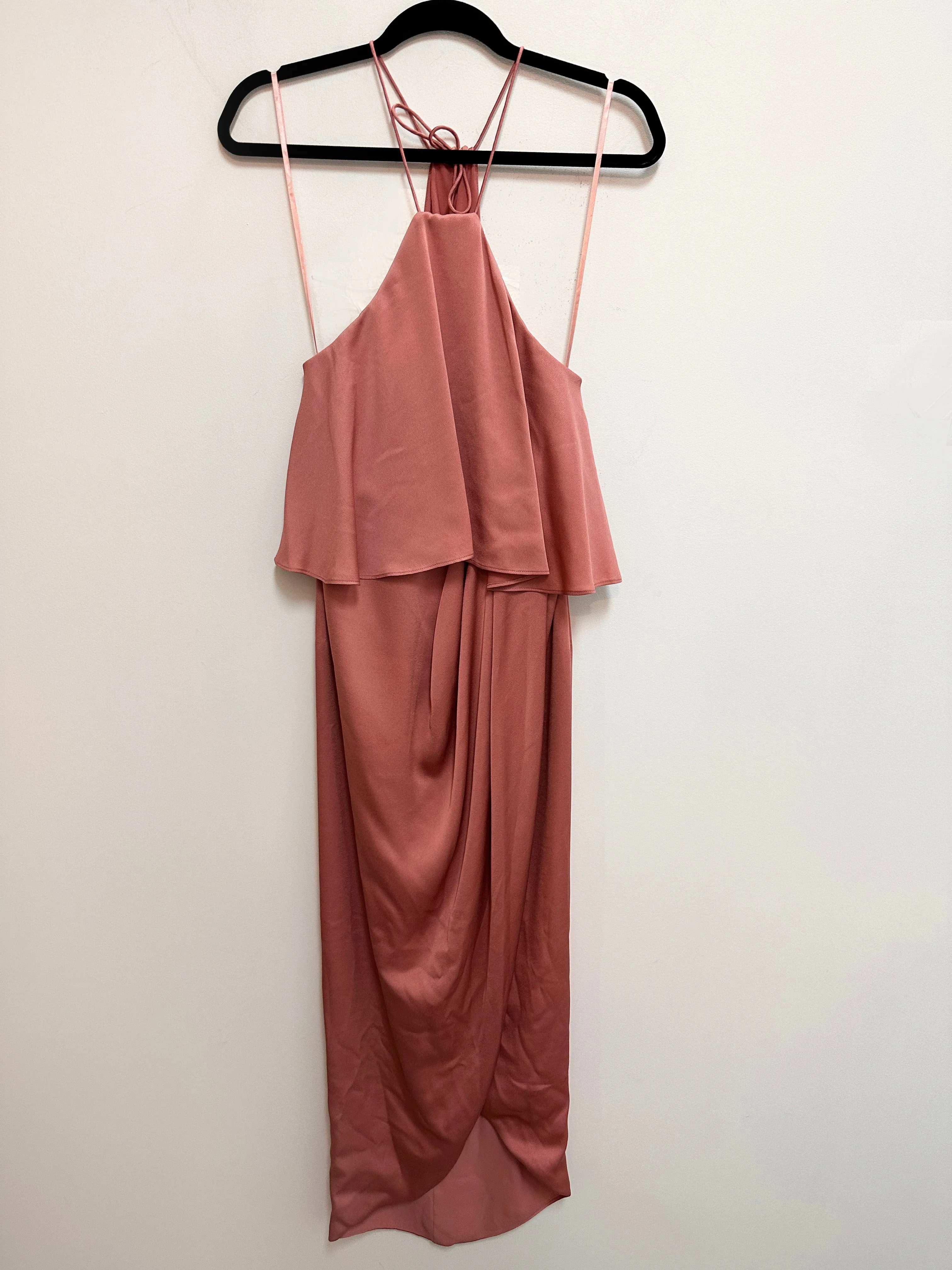 Luxe Halter Frill Dress in Rose