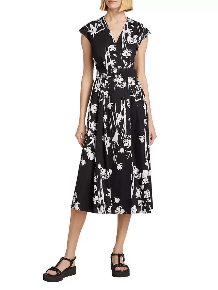Marella TAXI Black Floral Midi Wrap Dress 24132213322 Col 002