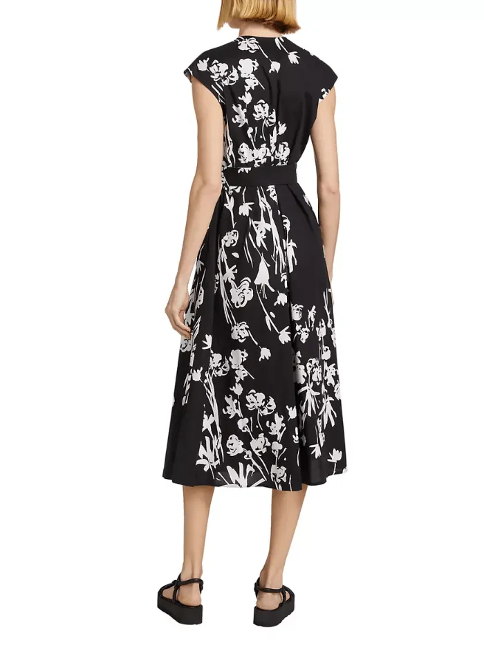 Marella TAXI Black Floral Midi Wrap Dress 24132213322 Col 002