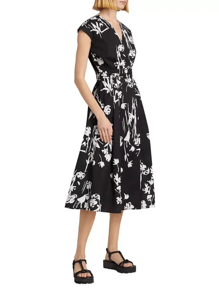 Marella TAXI Black Floral Midi Wrap Dress 24132213322 Col 002