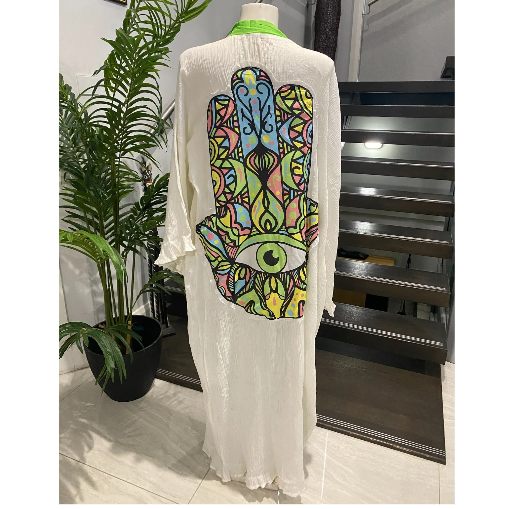 Maya Kimono Robe, Evil Eye Cotton Robe, Cotton Jacket O/S AU 12-26