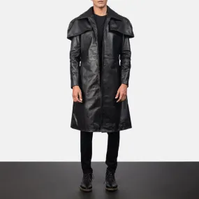 Men’s Black Leather Duster Coat