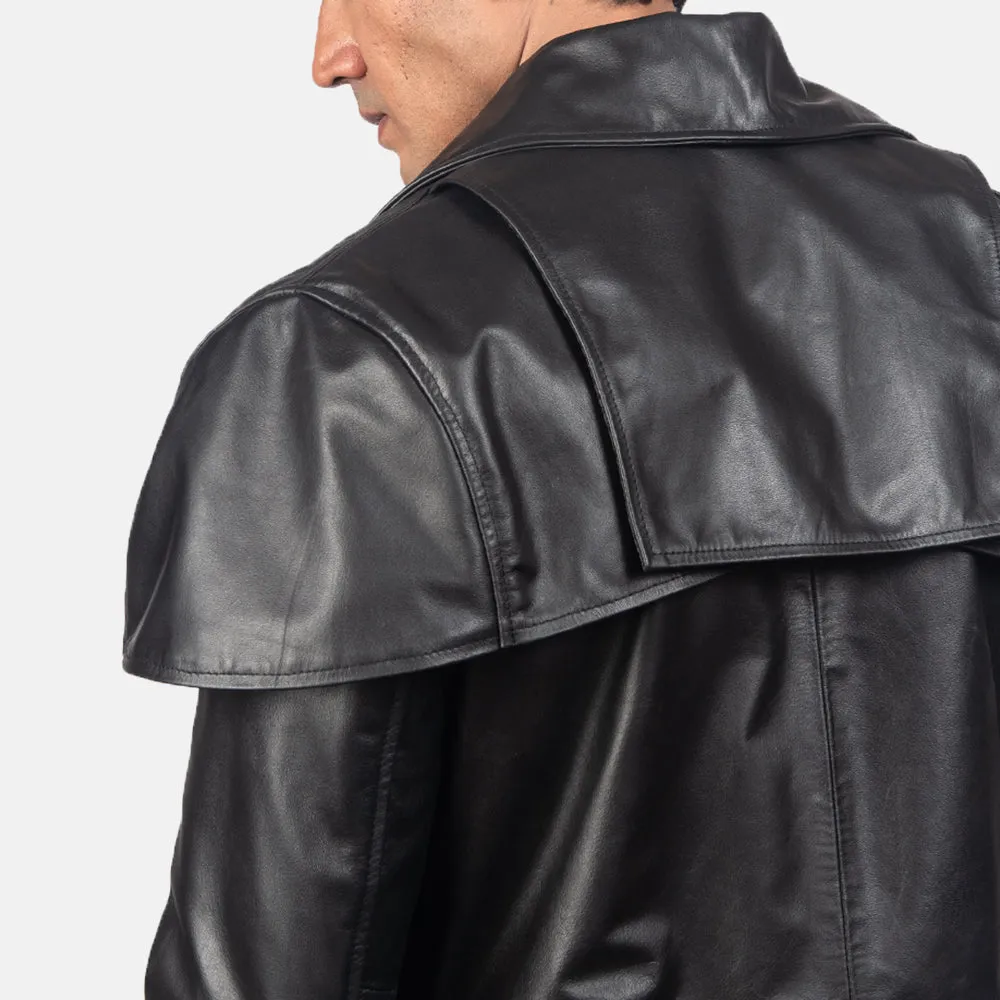 Men’s Black Leather Duster Coat