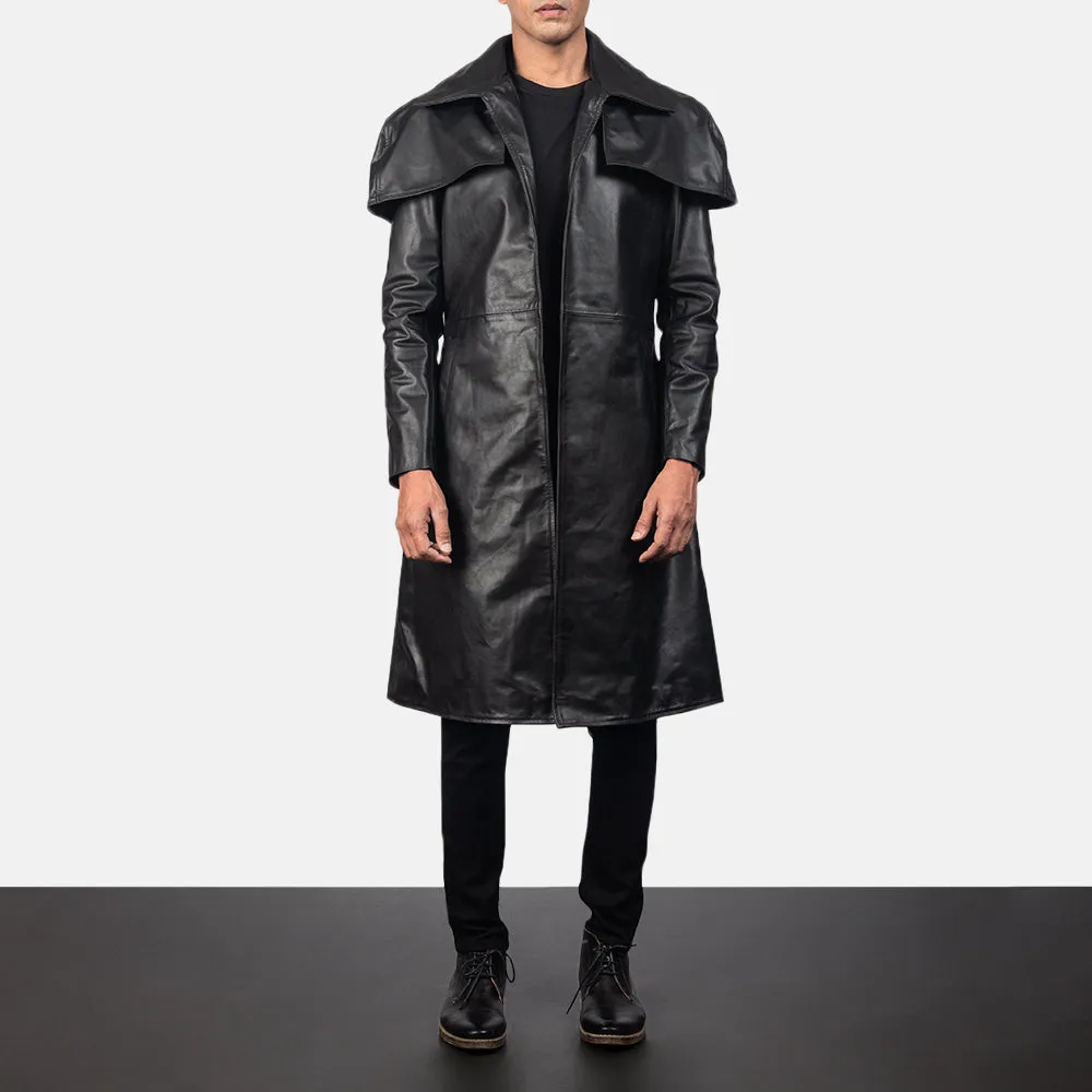 Men’s Black Leather Duster Coat