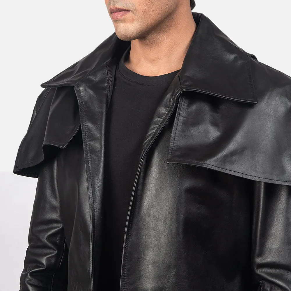 Men’s Black Leather Duster Coat