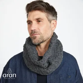 Merino Wool Infinity Cabled Scarf Charcoal