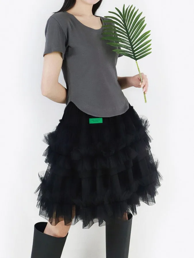 Mesh layered mini skirt　X2203