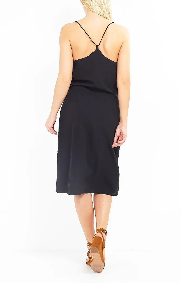 MIDI LENGTH LITTLE BLACK STRAPPY SLIP DRESS