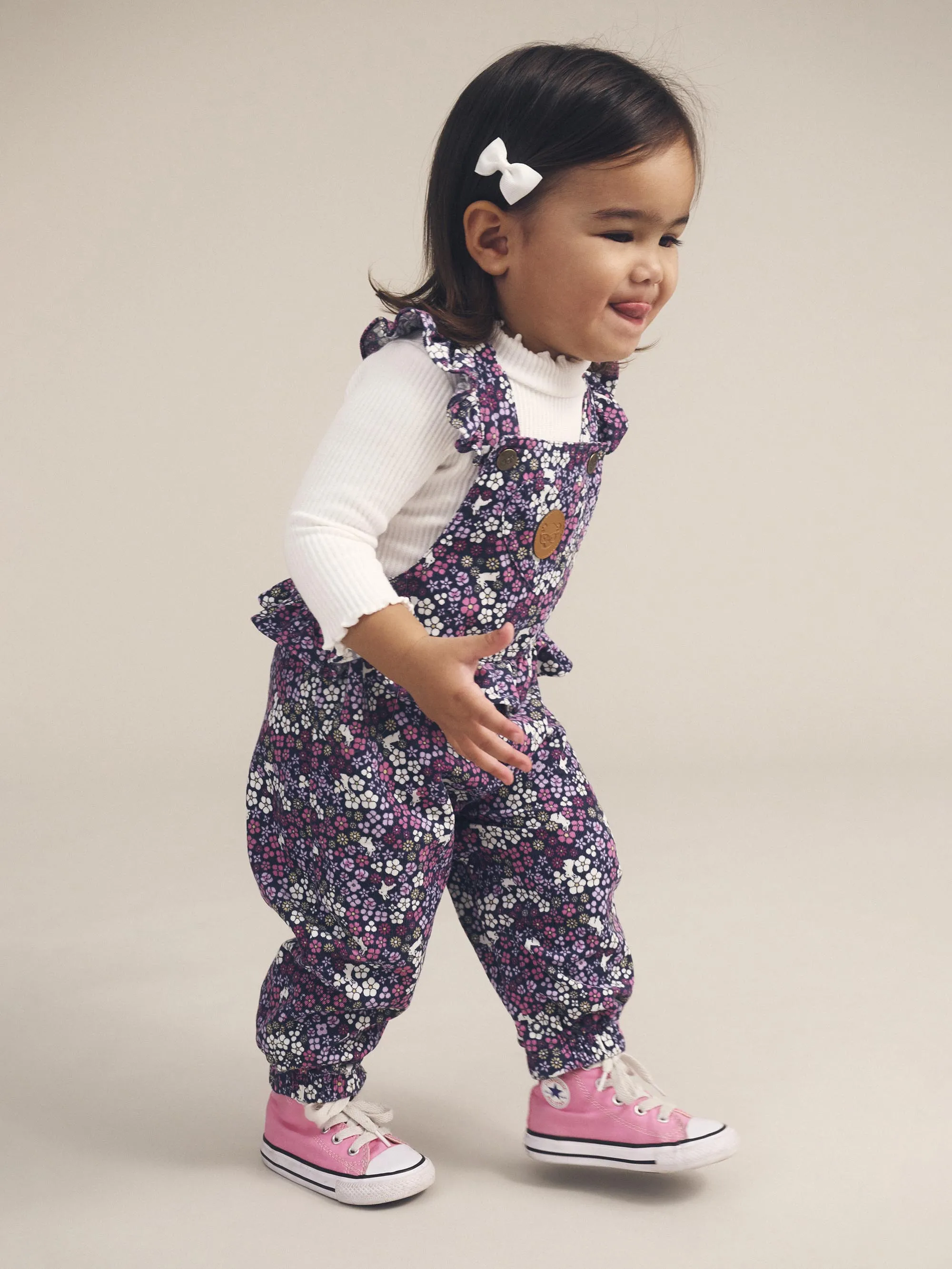 Midnight Flower Garden Frill Overall