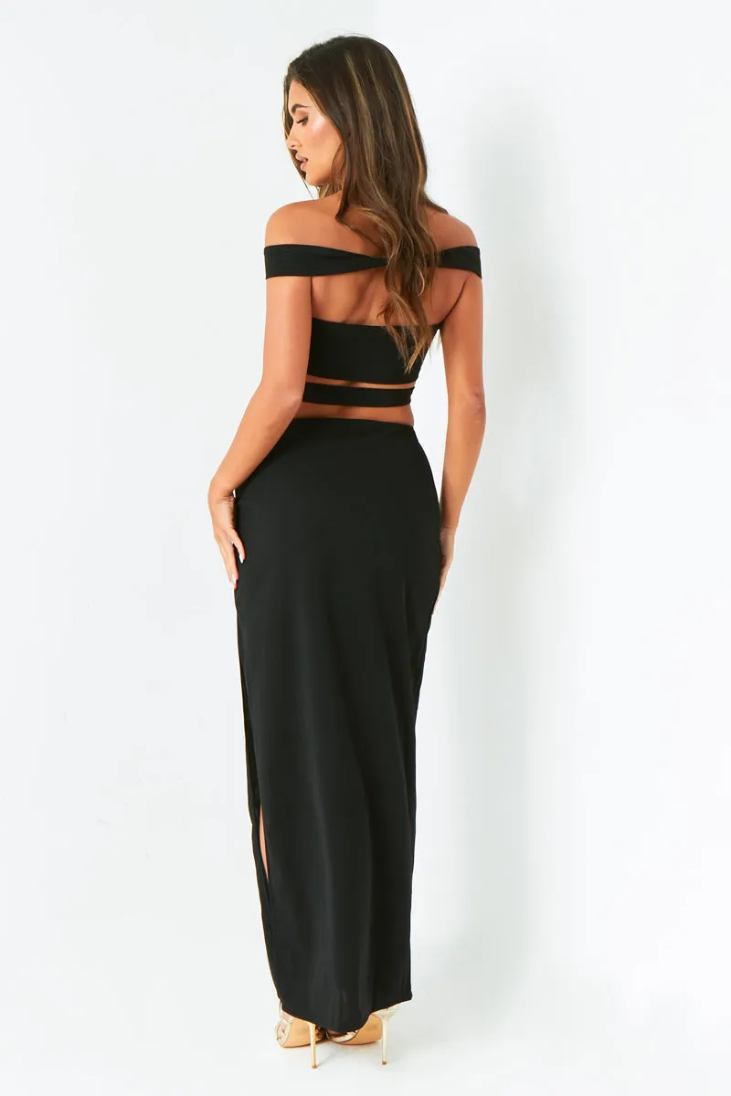Naya Black Pencil Maxi Skirt