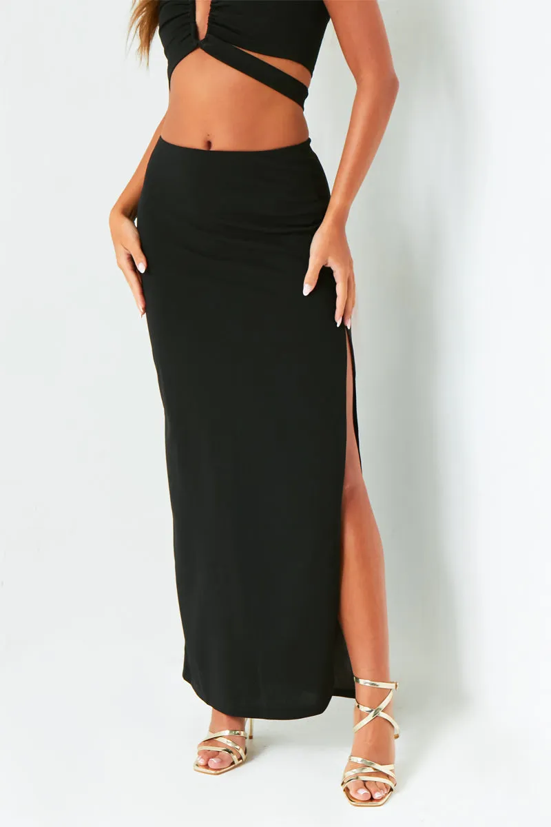 Naya Black Pencil Maxi Skirt