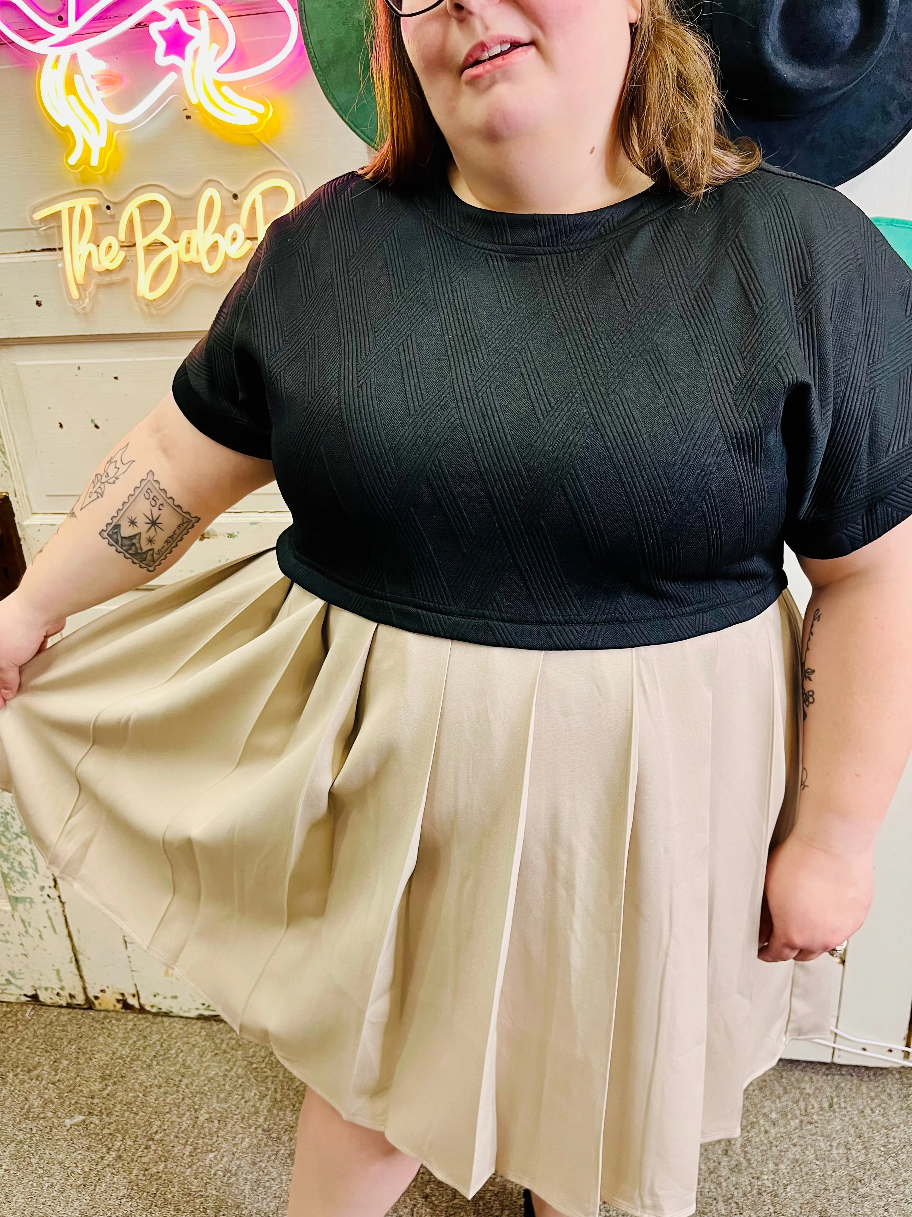 Nessie twofer pleated dress
