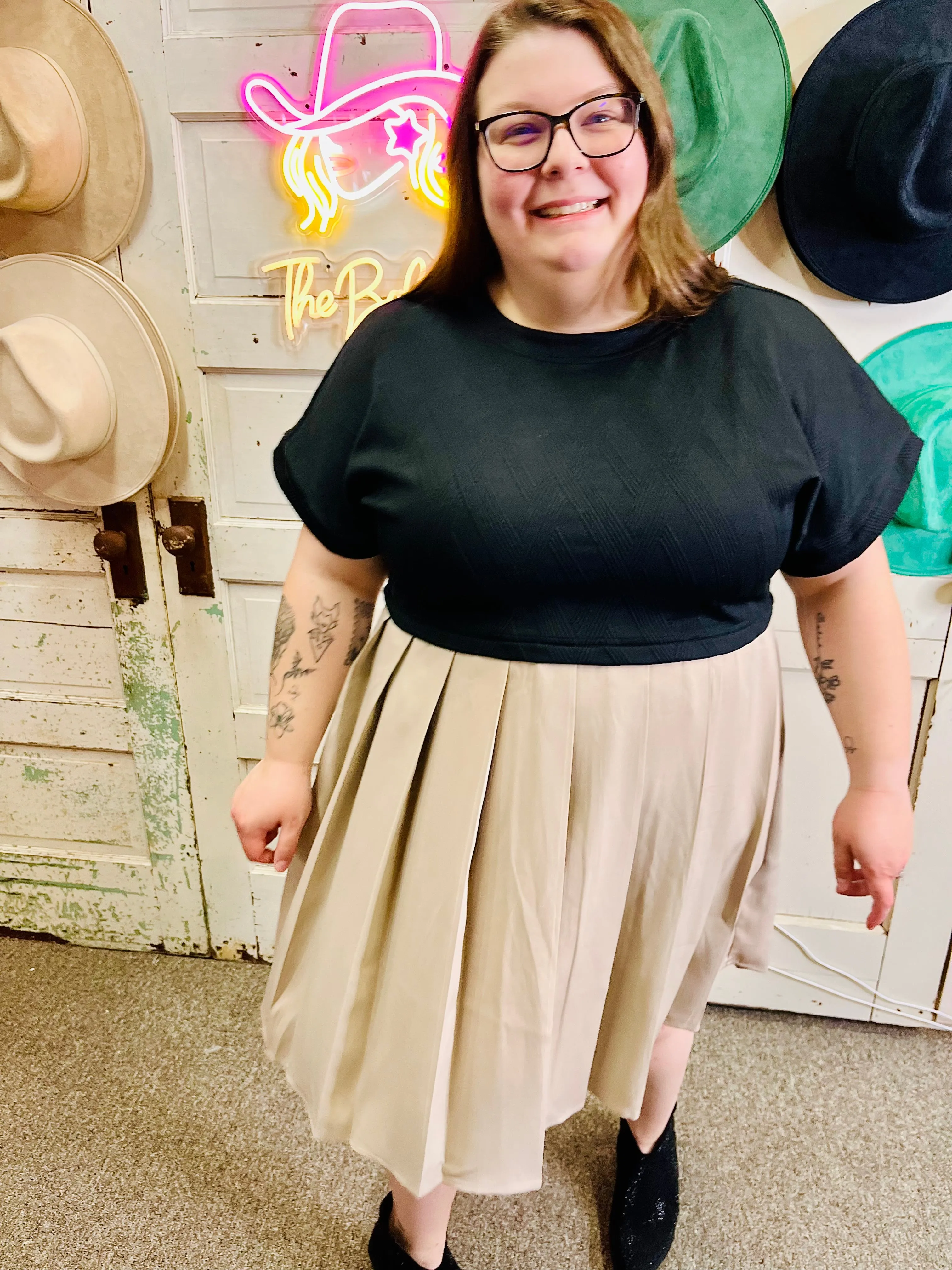 Nessie twofer pleated dress