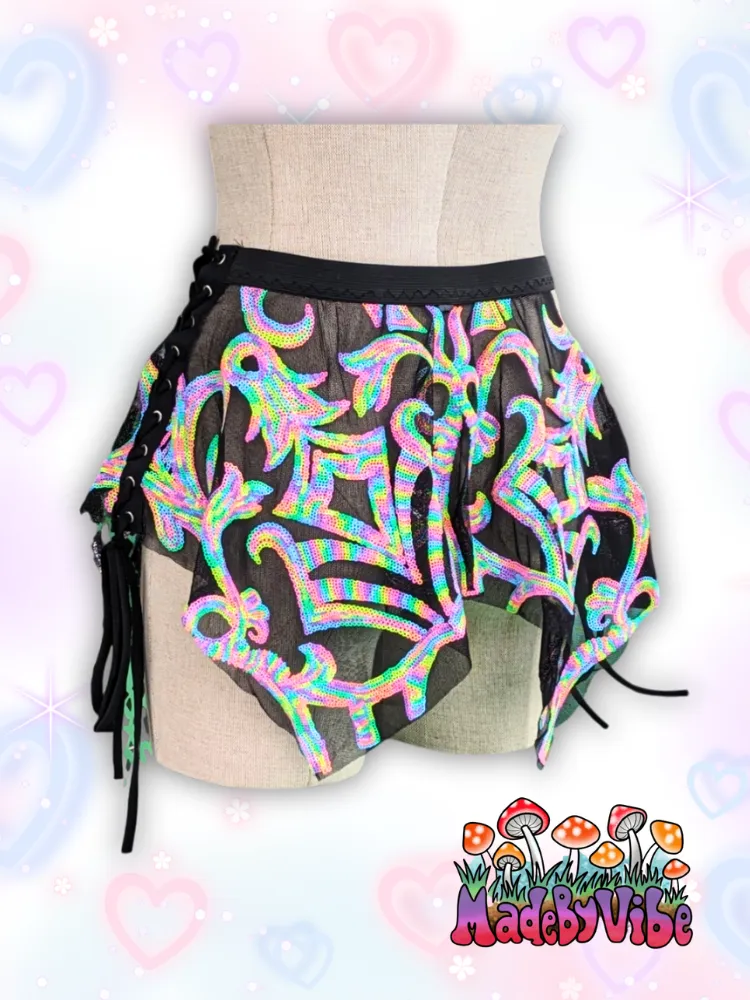 Nostalgic Neon Pixie Skirt - Ready to Ship