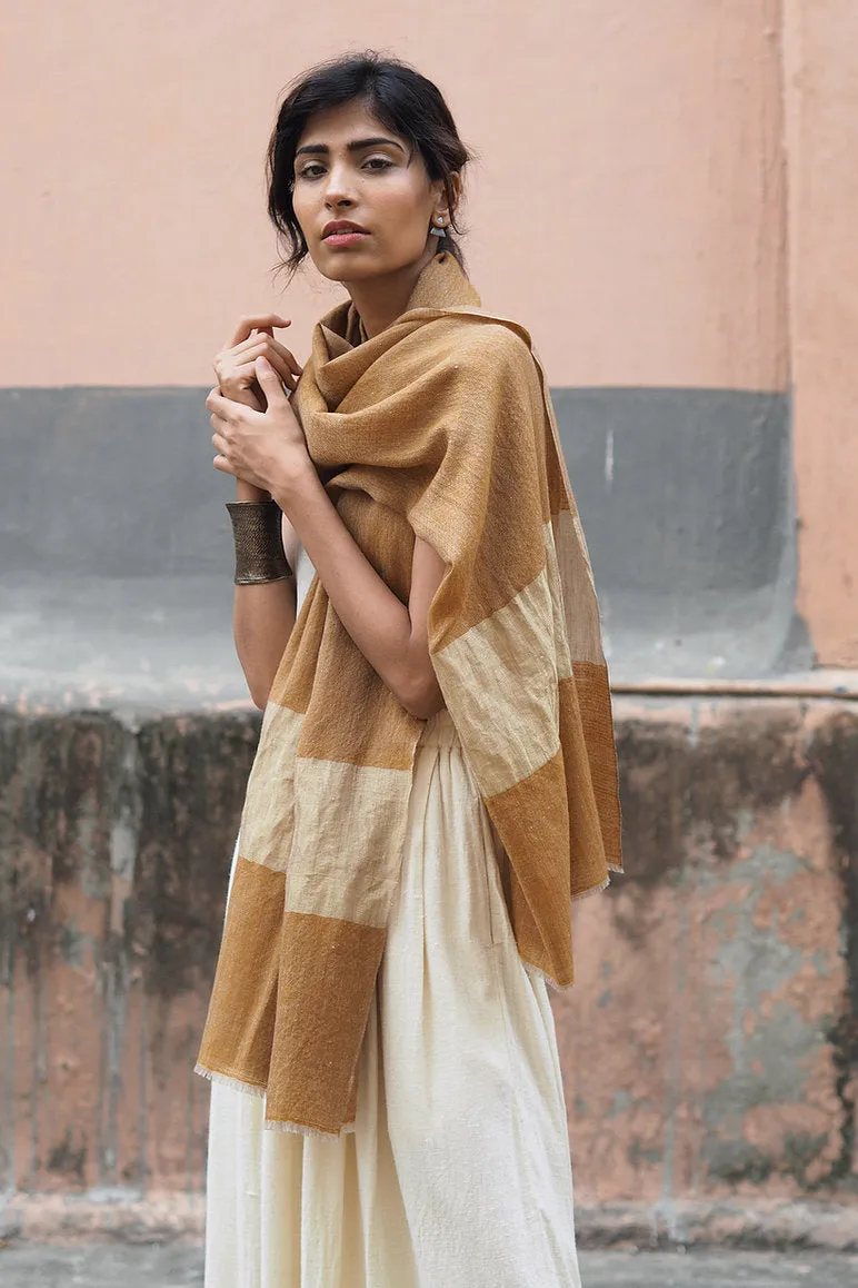 Pashmina Zari Scarf - Desert/ Gold
