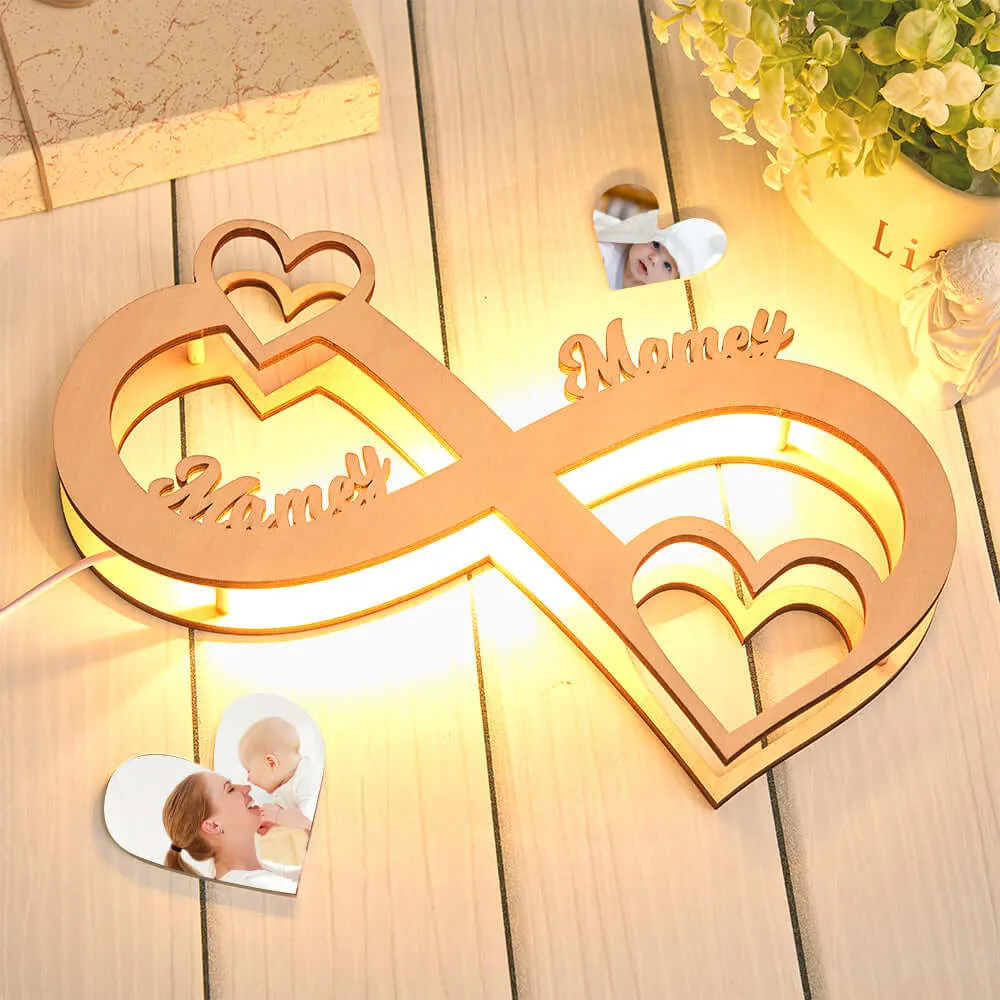 Personalized Custom Infinity Photo Wooden Night Light
