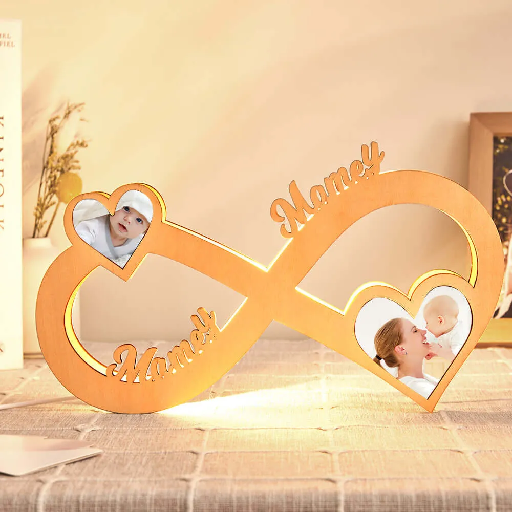 Personalized Custom Infinity Photo Wooden Night Light
