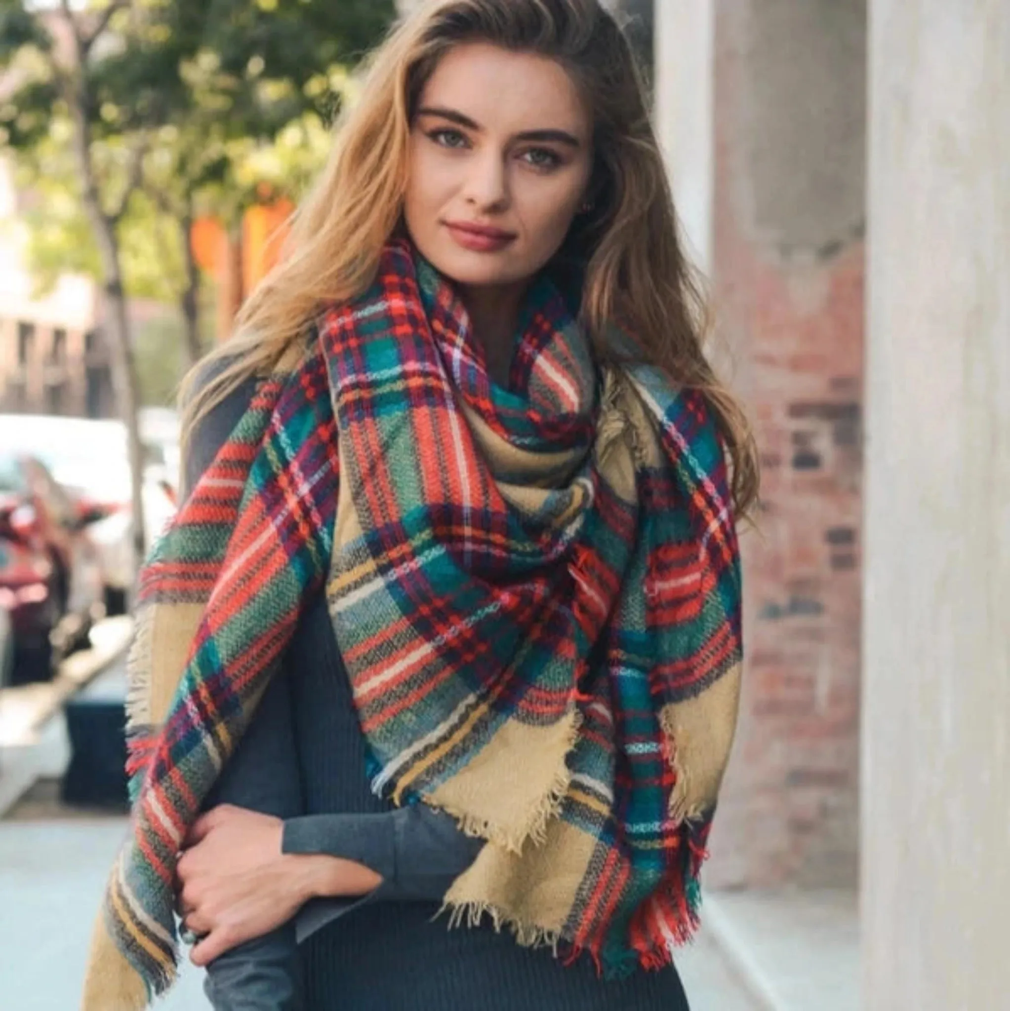 Plaid Blanket Scarf