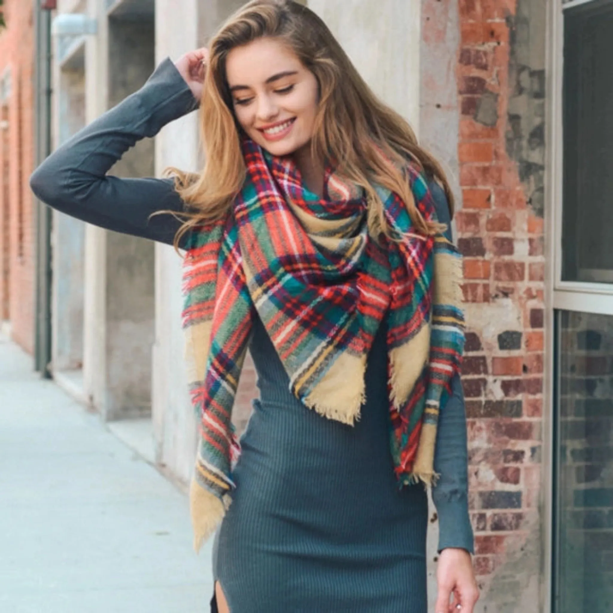 Plaid Blanket Scarf