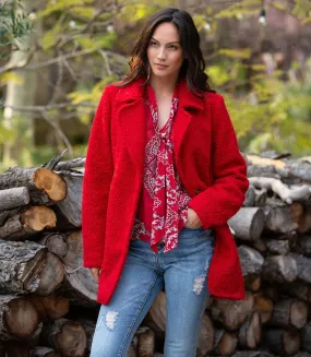 Red Boucle Coat